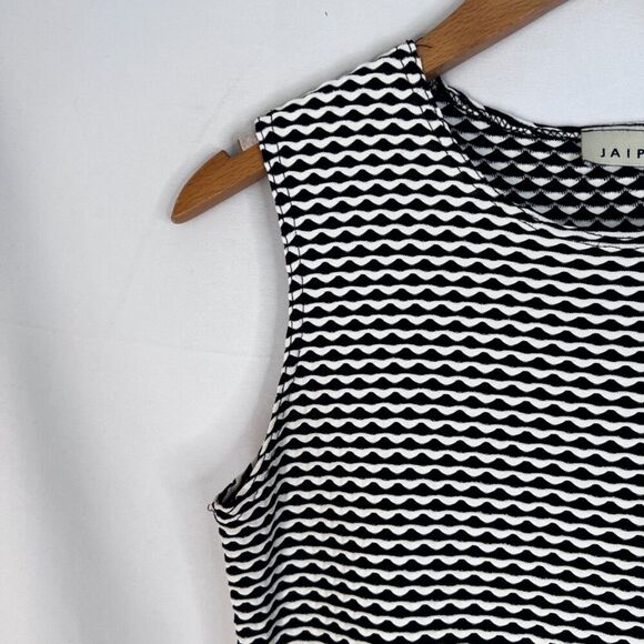 Jaipur Black and White Busy Maximal Psychedelic Print Sleeveless Tank Size MD - Picture 4 of 7